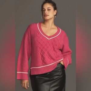 Anthropologie The Tillie V-Neck Pullover Sweater by Maeve